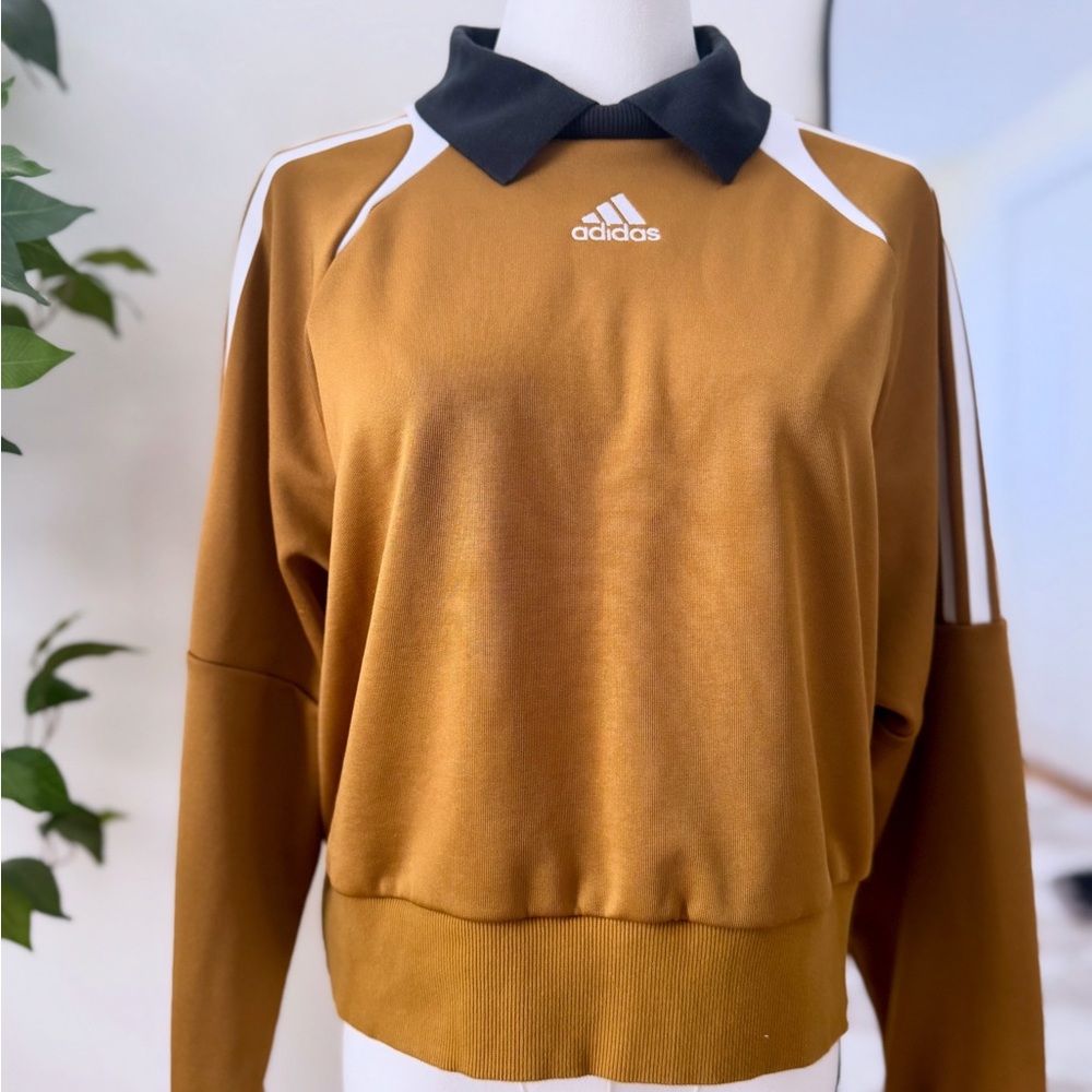 Adidas Mustard and Black Collared Long Sleeve Sweatshirt